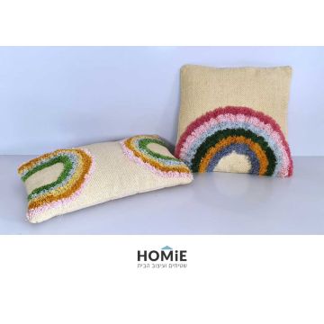 כרית נוי כותנה דקורטיבית צבעונית לסלון קשת בענן דגם סאנשיין. תתאים גם לחדר שינה, לחדר ילדים, לחדר תינוקות, לחדר/פינת משחקים, לפינת ישיבה, לחדר אורחים, לחדר עבודה, למשרד, לגן ילדים ולבית הספר. 