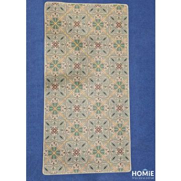 שטיח גומי טבעי וינטג' גיאומטרי דקורטיבי פרחוני למטבח ירוק בז' מדריד 09. 