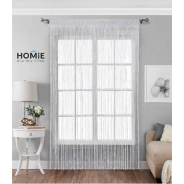 וילון חוטים לבן דקורטיבי מודרני כפרי דגם טנזניה 01. הוילון הנפלא והיוקרתי יתאים לסלון, חדר שינה, חדר ילדים, חדר משפחה ואורחים, מטבח, פינת אוכל, חדר עבודה, משרד, גן ילדים, בית ספר, מתנ"ס ואולמות אירועים. 