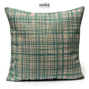 כרית נוי אבסטרקטית מדליקה לסלון לחדר שינה, לחדר ילדים ושאר חלל הבית דגם פסים אבסטרקטים טורקיז