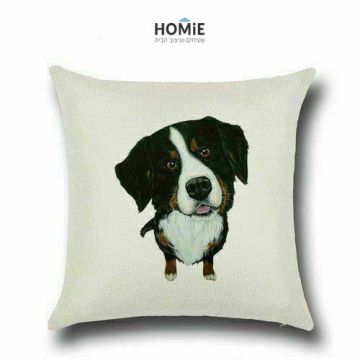 כרית נוי מדליקה ואיכותית לסלון, לחדר שינה, לחדר ילדים ושאר חלל הבית דגם כלב ברניז (ברנר זננהונד) בצבע שחור, בז' ולבן. 