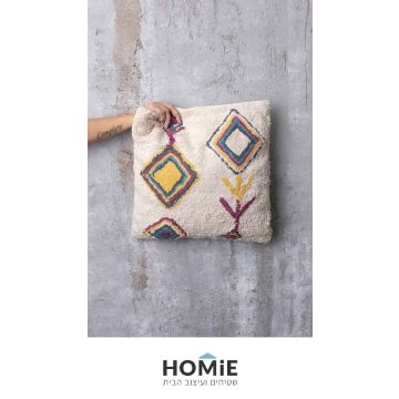 כרית נוי לסלון דקורטיבית גיאומטרית אינדיאנית שבטית צבעונית כותנה דגם אפאצ'י. הכרית המיוחדת העשויה 100% כותנה תתאים גם לחדר שינה, חדר ילדים/תינוקות, חדר אורחים, חדר/פינת משחקים, משרד, בית ספר וגן ילדים. 