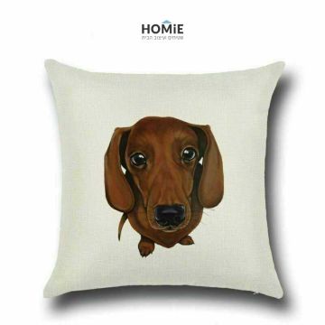 כרית נוי מדליקה ואיכותית לסלון, לחדר שינה, לחדר ילדים ושאר חלל הבית דגם כלב דקל (תחש) בצבע חום. 