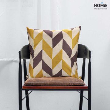 כרית נוי גיאומטרית מדליקה ואיכותית לסלון, לחדר שינה ושאר חלל הבית דגם אלכסונים אפור חרדל.