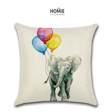 כרית נוי לסלון פיל בלונים צבעוניים