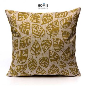 כרית נוי מדליקה ואיכותית לסלון, לחדר שינה ושאר חלל הבית דגם עלים מוזהבים