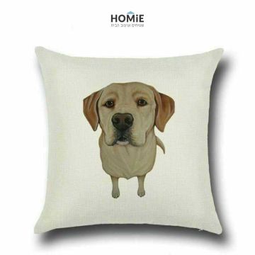 כרית נוי מדליקה ואיכותית לסלון, לחדר שינה, לחדר ילדים ושאר חלל הבית דגם כלב לברדור רטריבר בצבע בז'. 