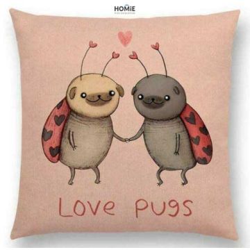 כרית נוי מדליקה ואיכותית לסלון, לחדר שינה, לחדר ילדים ושאר חלל הבית דגם לאב פאג'ס בצבע ורוד עתיק. 