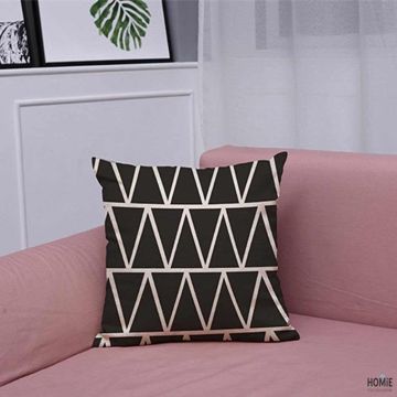 כרית נוי גיאומטרית מדליקה ואיכותית לסלון, לחדר שינה ושאר חלל הבית דגם זיגזג משולשים בצבע שחור ואוף וויט