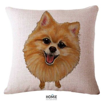 כרית נוי מדליקה ואיכותית לסלון, לחדר שינה, לחדר ילדים ושאר חלל הבית דגם כלב פומרניאן. 