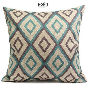 כרית נוי גיאומטרית מדליקה ואיכותית לסלון, לחדר שינה ושאר חלל הבית דגם מעויינים טורקיז חום