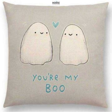 כרית נוי מדליקה ואיכותית לסלון, לחדר שינה, לחדר ילדים ושאר חלל הבית דגם שדים מאוהבים בצבע אפור טורקיז. 