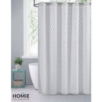 וילון אמבטיה דו שכבתי דקורטיבי מודרני יוקרתי דגם רוקה. 