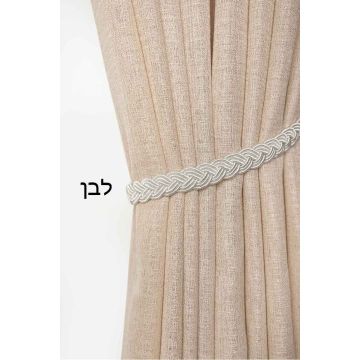 פורטיירה קושרה דקורטיבית וינטג' לוילון צבע לבן דגם אדלין - קשור על וילון