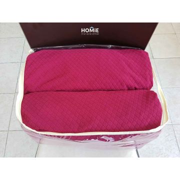 כיסוי סלון אלסטי בורדו מעויינים קטנים 1+2+3 יוקרתי המתאים עצמו כמו כפפה לצורה וגודל הסלון. 