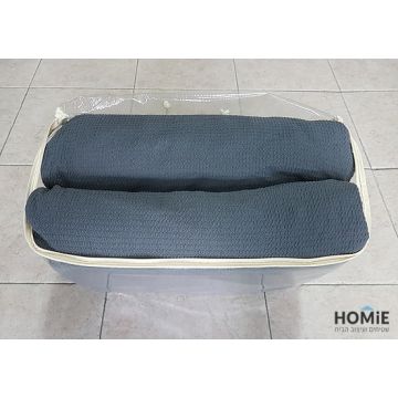 כיסוי סלון אלסטי אפור תבליטים עדינים דגם מלניה