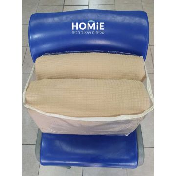 כיסוי סלון אלסטי בז' ריבועים קטנים דגם מלניה