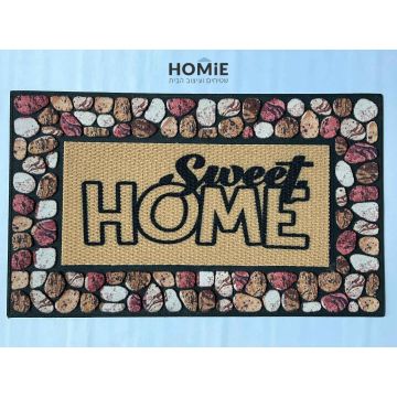 שטיח כניסה גומי דקורטיבי שחור-אפור – דגם ניו יורק 32 Sweet Home, עיצוב גיאומטרי מודרני ורטרו.
