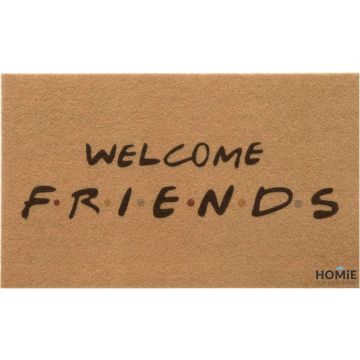 שטיח כניסה דמוי קוקוס Welcome Friends דגם מליבו 02 עם משטח גומי נגד החלקה - מוצג במלואו