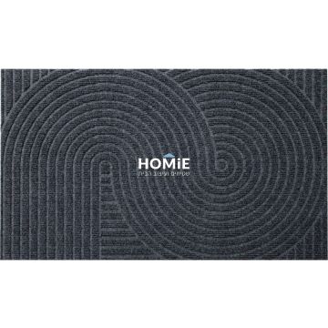 שטיח כניסה-סף דמוי קוקוס לבית גיאומטרי מודרני מעוצב צורות אפור דגם וניס 01. 