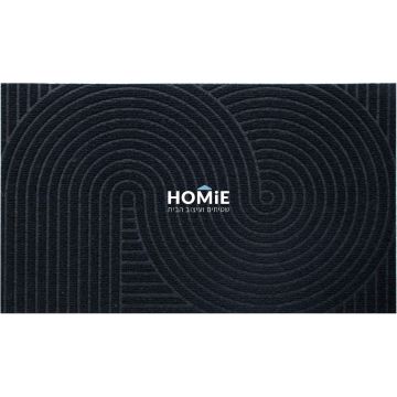 שטיח כניסה-סף דמוי קוקוס לבית גיאומטרי מודרני מעוצב צורות שחור דגם וניס 02.