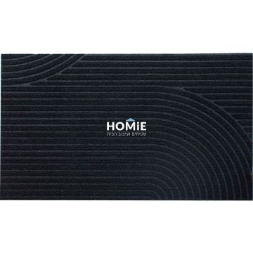 שטיח כניסה-סף לבית דמוי קוקוס גיאומטרי מודרני מעוצב צורות שחור דגם וניס 04. 