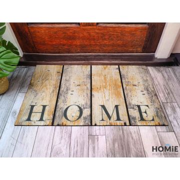 שטיח כניסה-סף רטרו מודרני לבית גומי עבה בולי עץ חום בז' HOME דגם ניו יורק 33. השטיח עשוי גומי עבה יוקרתי ויתאים לכל איזור בבית ומחוצה לו (גינה, משרד, בית ספר, גן ילדים, אולם אירועים וכו').