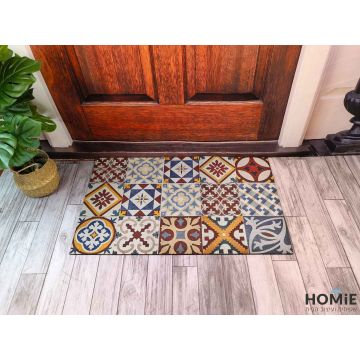 שטיח כניסה-סף לבית גומי עבה וינטג' מודרני גיאומטרי אקלקטי צבעוני מנדלות דגם ניו יורק 39. השטיח עשוי גומי עבה איכותי ויתאים לכל אזור בבית ומחוצה לו (גינה, משרד, בית ספר, גן ילדים, אולם אירועים וכו'). 