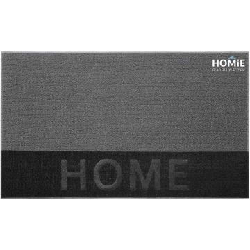 שטיח כניסה דגם קייפטאון בגווני אפור ושחור עם כיתוב HOME, מוצג בשלמותו 
