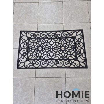 שטיח כניסה-סף לבית גומי וינטג' דקורטיבי שחור דגם אל נידו