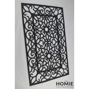 שטיח כניסה גומי וינטג' שחור דגם קסטלו עם עיטורי רטרו – נראה בשלמותו