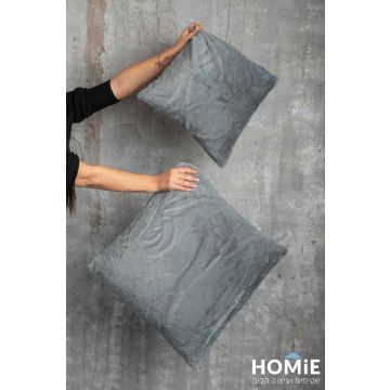 כרית פרווה מודרנית כפרית אפור כהה לסלון ושאר הבית דגם מירקל 02.