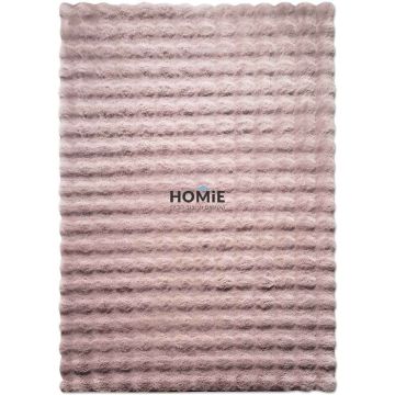 שטיח פרווה כפרי מודרני דקורטיבי תבליטים ורוד עתיק דגם אנטונלה 06. השטיח מתאים לסלון ושאר הבית.