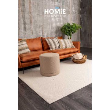 שטיח צמר מודרני כפרי חלק בצבע שמנת דגם בייקרספילד 02. 