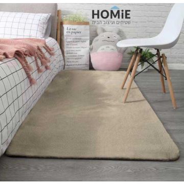 שטיח פרווה מודרני כפרי בז' דגם פארקר 02. השטיח החמים יתאים לחדרי שינה, אמבטיות, שירותים ומטבחים. 