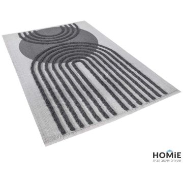 שטיח גיאומטרי אבסטרקטי מודרני כותנה צורות אפור שמנת דגם ליאנה 01. השטיח הנפלא בסגנון הכפרי מתאים לסלון, חדר שינה, חדר ילדים/תינוקות, פינת משחקים, חדר אורחים, אמבטיה, מסדרון, פינת אוכל, מטבח, חדר עבודה ומשרד. 