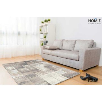 שטיח גיאומטרי אבסטרקטי מודרני טלאים בז' שמנת דגם ונוס 14. השטיח היוקרתי ישתלב בסלון, חדר שינה, חדר ילדים ותינוקות, מסדרון, חדר אורחים, חדר משחקים, פינת ישיבה, פינת אוכל, מטבח, חדר עבודה ומשרד. 