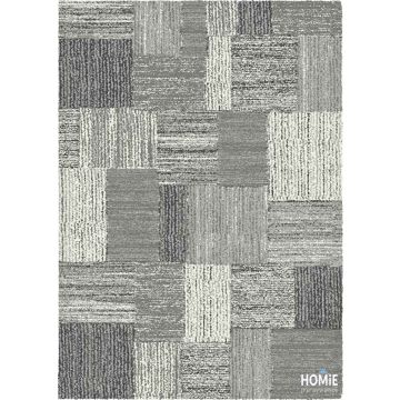 שטיח גיאומטרי אבסטרקטי טלאים יוקרתי לסלון, לחדר שינה, לחדר ילדים, למטבח ושאר חלל הבית דגם וגאס 18/59 בצבע אפור בהיר ואפור כהה. 