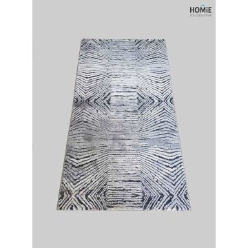 שטיח גיאומטרי אבסטרקטי יוקרתי בצבע אפור ושחור דגם ג'סיקה 93/90 – תצוגה מלאה