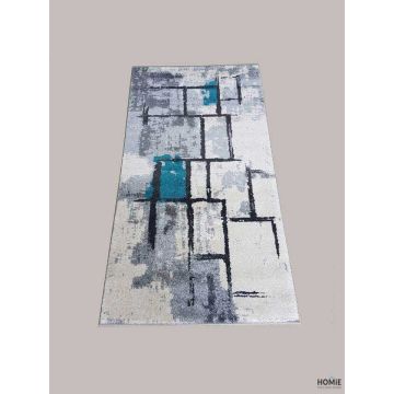 שטיח גיאומטרי אבסטרקטי מודרני אפור טורקיז דגם וגאס 12/359 במבט מלא