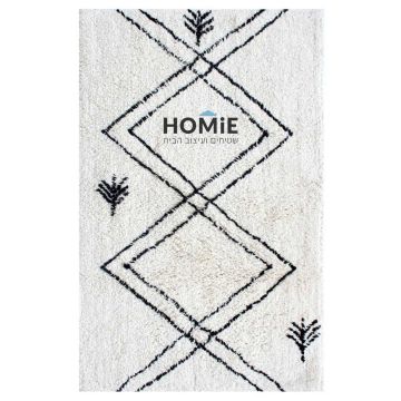 שטיח בוהו שבטי גיאומטרי מודרני מעויינים כותנה שמנת אפור דגם בילי. השטיח היוקרתי ישתלב בכל החללים ובכל הסגנונות אך יתאים במיוחד לחדר האמבטיה. הוא מאוד מפנק במגע וסופג מים כמו שצריך. השטיח עשוי 100% כותנה ומגיע בקונסטלציית צורות אתניות יפות. 