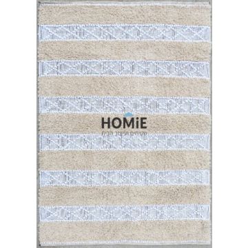 שטיח בוהו שיק גיאומטרי מודרני אתני כפרי כותנה עבודת יד בז' אוף וויט מעוינים  דגם קיארה 03. השטיח היוקרתי יתאים לסלון, חדר שינה, חדר ילדים ותינוקות, אמבטיה, מסדרון, מטבח, פינת אוכל, פינת משחקים, פינת ישיבה, חדר עבודה, משרד, בית ספר וגן ילדים. 