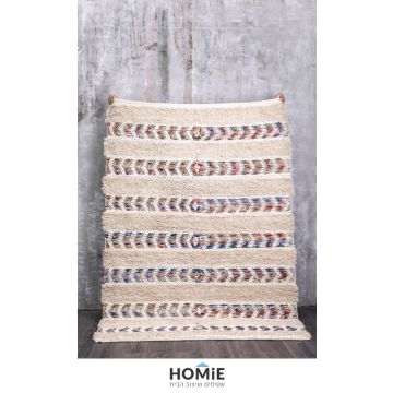 שטיח בוהו שיק גיאומטרי מודרני אתני כפרי כותנה עבודת יד צבעוני דגם קיארה 01. השטיח היוקרתי יתאים לסלון, חדר שינה, חדר ילדים ותינוקות, אמבטיה, מסדרון, מטבח, פינת אוכל, פינת משחקים, פינת ישיבה, חדר עבודה, משרד, בית ספר וגן ילדים. 