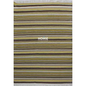 שטיח כותנה גיאומטרי פסים קילים שבטי (אתני) עבודת יד חרדל חום דגם ג'איפור 663. השטיח המודרני הכפרי מתאים לסלון, לחדר שינה, לחדר ילדים, לפינת משחקים, למסדרון, לאמבטיה, למטבח, לפינת אוכל, לחדר עבודה, למשרד, לבית הספר וגן ילדים.