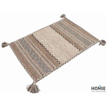 שטיח כותנה גיאומטרי קילים שבטי (אתני) עבודת יד חום בז' דגם ג'איפור 656. השטיח המודרני היוקרתי בסגנון הכפרי עשוי 100% כותנה. מתאים לסלון, לחדר שינה, לחדר ילדים, לפינת משחקים, למסדרון, לאמבטיה, למטבח, לפינת אוכל, לחדר עבודה, למשרד, לבית הספר וגן ילדים. 