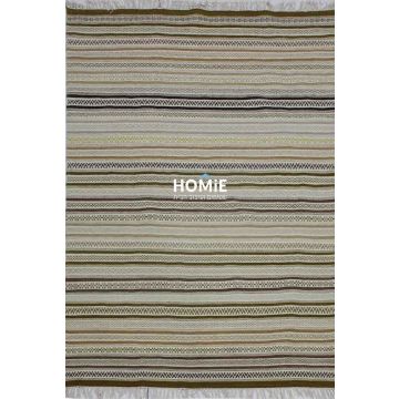 שטיח כותנה גיאומטרי פסים קילים שבטי (אתני) עבודת יד חום בז' דגם ג'איפור 658. השטיח המודרני מתאים לסלון, לחדר שינה, לחדר ילדים, לפינת משחקים, למסדרון, לאמבטיה, למטבח, לפינת אוכל, לחדר עבודה, למשרד, לבית הספר וגן ילדים. 