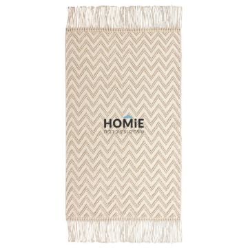 שטיח בוהו שיק אתני כפרי גיאומטרי מודרני כותנה זיגזג טבעי דגם הולנד 01. השטיח היוקרתי עשוי 100% כותנה, מגיע בצורות זיגזג מדליקות בשילוב שני גוונים מרשימים ופרנזים ארוכים אלגנטיים. השטיח יתאים לסלון, חדר שינה, ילדים ילדים, מסדרון, אמבטיה, מטבח, פינת אוכל, ח