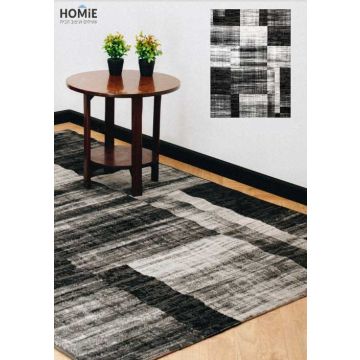 שטיח גיאומטרי טלאים שחור אפור דגם ג'יאנה 1403 לסלון, לחדר שינה, לחדר ילדים, לאמבטיה, למטבח, למסדרון, לפינת אוכל, לחדר עבודה ולמשרד. 