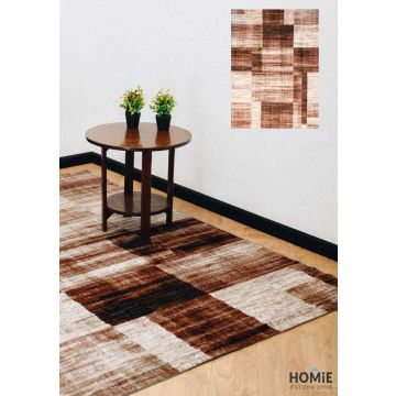 שטיח גיאומטרי טלאים חום בז' מודרני יוקרתי דגם ג'יאנה 1402. השטיח מתאים לסלון, לחדר שינה, לחדר ילדים, לאמבטיה, למטבח, למסדרון, לפינת אוכל, לחדר עבודה ולמשרד. 