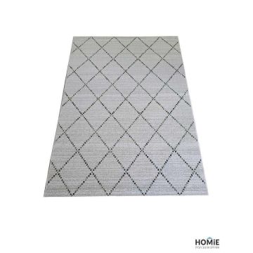 שטיח גיאומטרי מעויינים דגם וויסטלר 36/62 לסלון, לחדר שינה, לחדר ילדים, למטבח ושאר חלל הבית בצבע ירוק, שחור ושמנת. 